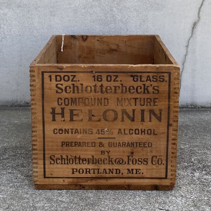 画像2: VINTAGE ANTIQUE WOOD CRATE WOODEN BOX HELONIN ヴィンテージ アンティーク ウッドボックス 木箱 / インダストリアル コレクタブル 収納 ケース ガレージ ガーデニング 店舗什器 アメリカ USA 