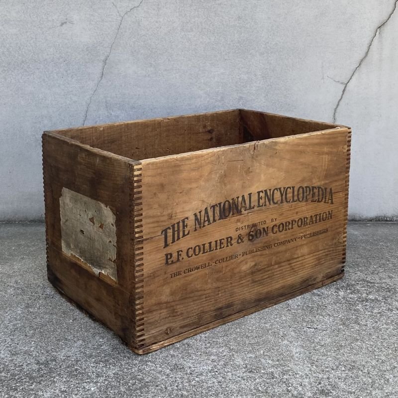 画像1: VINTAGE ANTIQUE WOOD CRATE WOODEN BOX ヴィンテージ アンティーク ウッドボックス 木箱 / コレクタブル 収納 ケース ガレージ ガーデニング 百科事典 店舗什器 アメリカ USA 