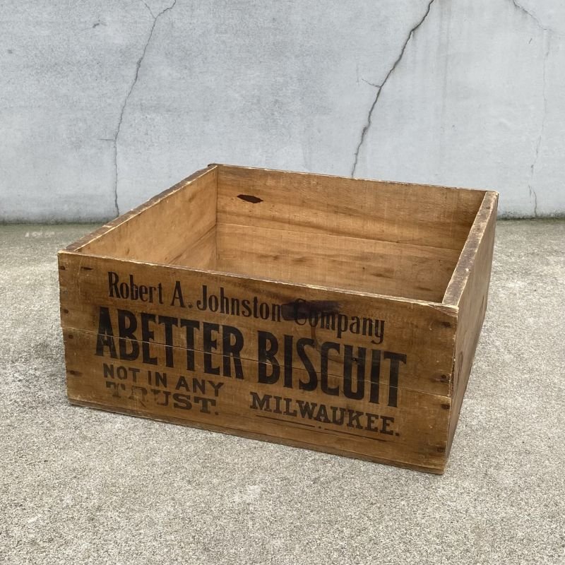 画像1: VINTAGE ANTIQUE WOOD CRATE WOODEN BOX ヴィンテージ アンティーク ウッドボックス 木箱 / コレクタブル 収納 ケース ガレージ ガーデニング ROBERT A.JOHNSTON CO. 店舗什器 アメリカ USA 