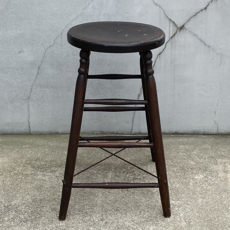 画像2: VINTAGE ANTIQUE STOOL CHAIR ヴィンテージ アンティーク スツール チェア 椅子 / インダストリアル ウッド 木製 家具 店舗 什器 アメリカ