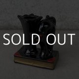 VINTAGE ANTIQUE CERAMIC PEN HOLDER BLACK CAT ヴィンテージ アンティーク セラミック ペンホルダー 黒猫 / コレクタブル オブジェ ディスプレイ 陶器 置物 輸出用