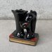 画像1: VINTAGE ANTIQUE CERAMIC PEN HOLDER BLACK CAT ヴィンテージ アンティーク セラミック ペンホルダー 黒猫 / コレクタブル オブジェ ディスプレイ 陶器 置物 輸出用 (1)