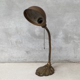 VINTAGE ANTIQUE DESKLAMP ヴィンテージ アンティーク デスクランプ スタンドライト 卓上ライト 照明 / グースネック アイアン リーフ 店舗什器 アメリカ