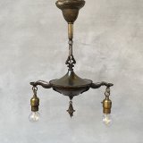 VINTAGE ANTIQUE LIGHT GE ヴィンテージ アンティーク シャンデリア 吊り下げライト  照明 / 2灯 ライト ペンダントライト 天井照明 店舗什器 アメリカ USA (2)