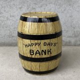 VINTAGE ANTIQUE HAPPY DAYS BANK J.CHEIN Co. PIGGY BANK BARREL ヴィンテージ アンティーク コインバンク 貯金箱 / コレクタブル オブジェ ティン 樽 雑貨 アメリカ (2)