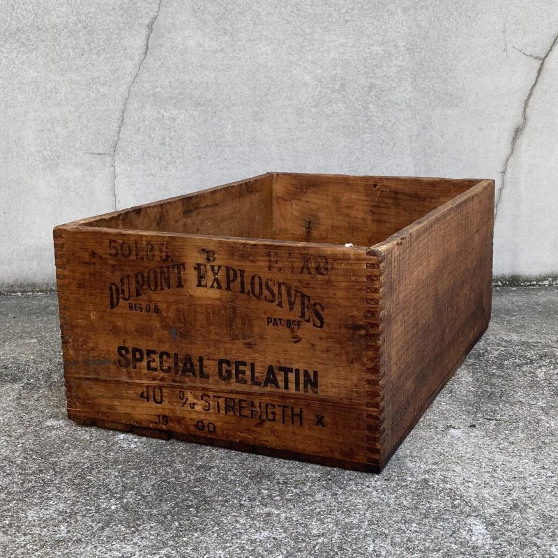 画像1: VINTAGE ANTIQUE WOOD CRATE WOODEN BOX DUPONT ヴィンテージ アンティーク ウッドボックス 木箱 / コレクタブル 収納 ケース ガレージ ガーデニング 店舗什器 アメリカ USA 