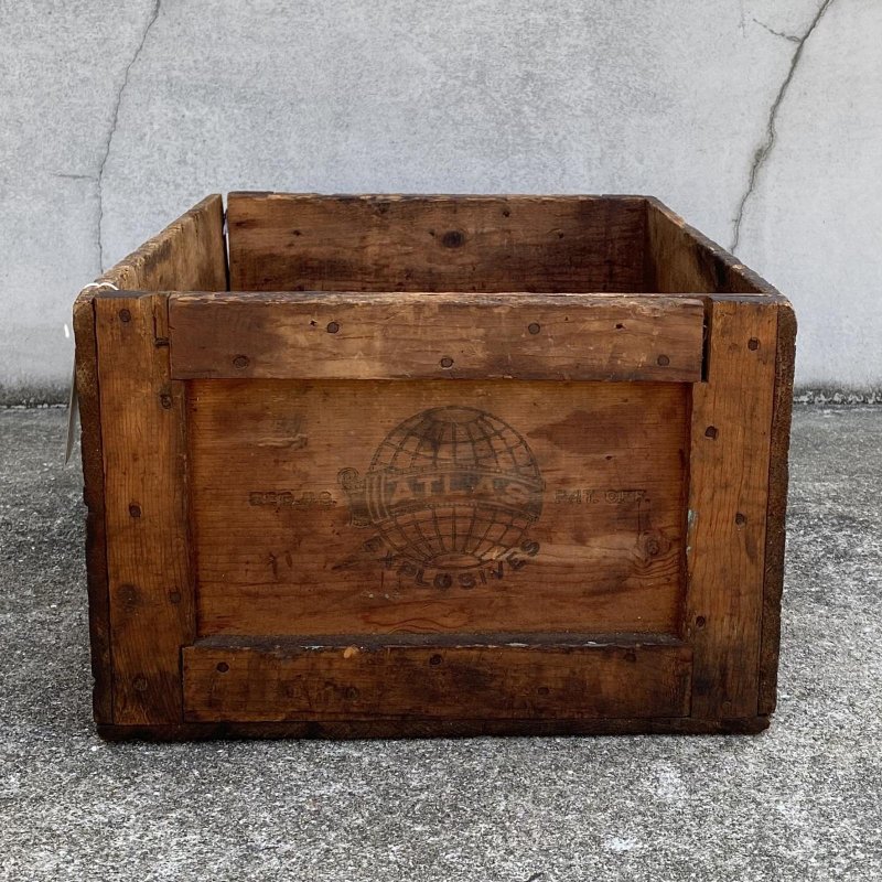 画像2: VINTAGE ANTIQUE WOOD CRATE WOODEN BOX  ATLAS POWDER CO. ヴィンテージ アンティーク ウッドボックス 木箱 / コレクタブル 収納 ケース ガレージ ガーデニング 店舗什器 アメリカ USA  (2)