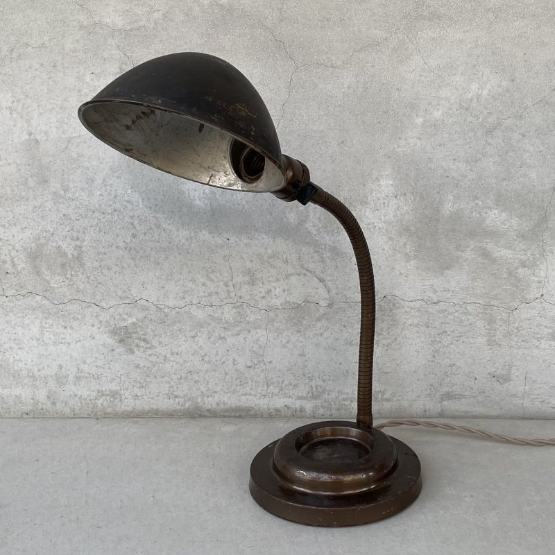 画像1: VINTAGE ANTIQUE DESKLAMP ヴィンテージ アンティーク デスクランプ スタンドライト 卓上ライト 照明 / グースネック インダストリアル アイアン 鉄 店舗什器 アメリカ