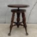 画像4: VINTAGE ANTIQUE PIANO CHAIR STOOL  ヴィンテージ アンティーク ピアノチェア スツール 椅子 / 回転いす ウッド 木製 家具 店舗什器 アメリカ (1)