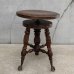 画像2: VINTAGE ANTIQUE PIANO CHAIR STOOL  ヴィンテージ アンティーク ピアノチェア スツール 椅子 / 回転いす ウッド 木製 家具 店舗什器 アメリカ (1) (2)