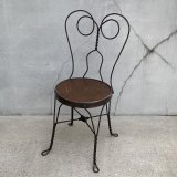 VINTAGE ANTIQUE ICE CREAM PARLOR CHAIR ヴィンテージ アンティーク アイスクリームパーラーチェア 椅子 / ウッド アイアン 木製 家具 店舗 什器 アメリカ USA (2)