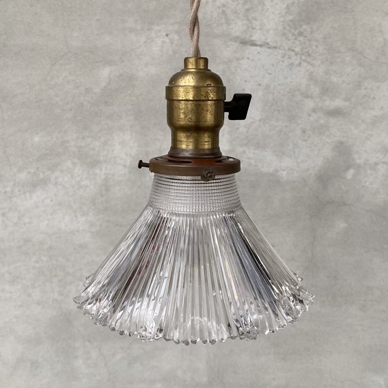 画像1: VINTAGE ANTIQUE LAMP ヴィンテージ アンティーク 吊り下げライト / ライト ペンダントライト ガラスシェード  スカート HUBBELL GE 天井照明 店舗什器 アメリカ (2)