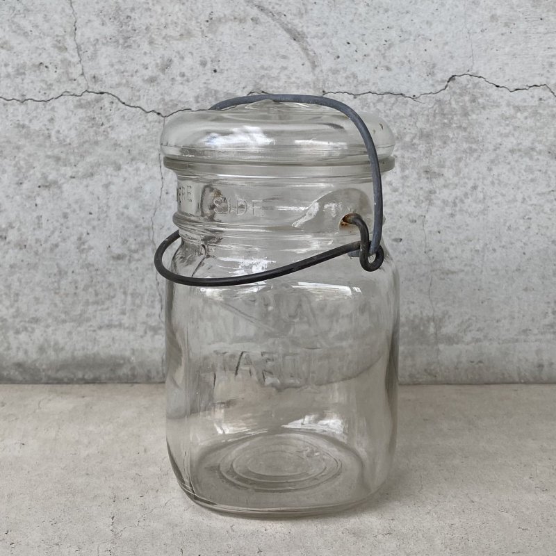 画像2: VINTAGE ANTIQUE BALL IDEAL JAR ヴィンテージ アンティーク ボール ジャー ガラス瓶 アメリカ / ワイヤー付き クリアー ディスプレイ ボトル 小物入れ 収納 店舗什器 (1)