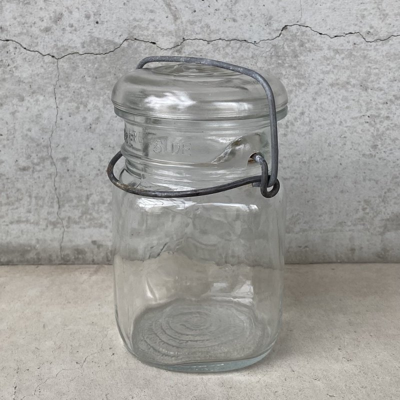 画像2: VINTAGE ANTIQUE BALL IDEAL JAR ヴィンテージ アンティーク ボール ジャー ガラス瓶 アメリカ / ワイヤー付き クリアー ディスプレイ ボトル 小物入れ 収納 店舗什器 (2)