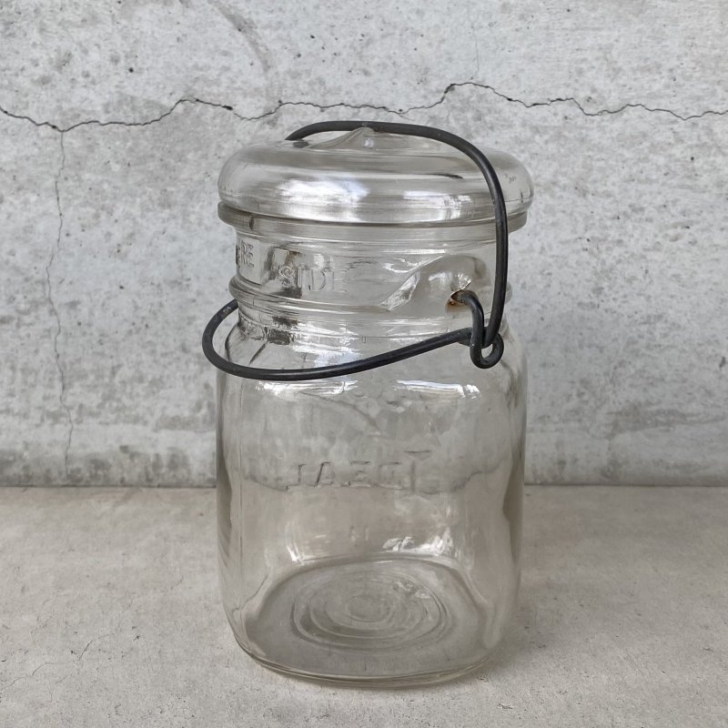 画像2: VINTAGE ANTIQUE BALL IDEAL JAR ヴィンテージ アンティーク ボール ジャー ガラス瓶 アメリカ / ワイヤー付き クリアー ディスプレイ ボトル 小物入れ 収納 店舗什器 (3)