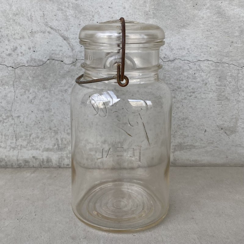 画像2: VINTAGE ANTIQUE BALL IDEAL JAR ヴィンテージ アンティーク ボール ジャー ガラス瓶 アメリカ / ワイヤー付き クリアー ディスプレイ ボトル 小物入れ 収納 店舗什器 (6)