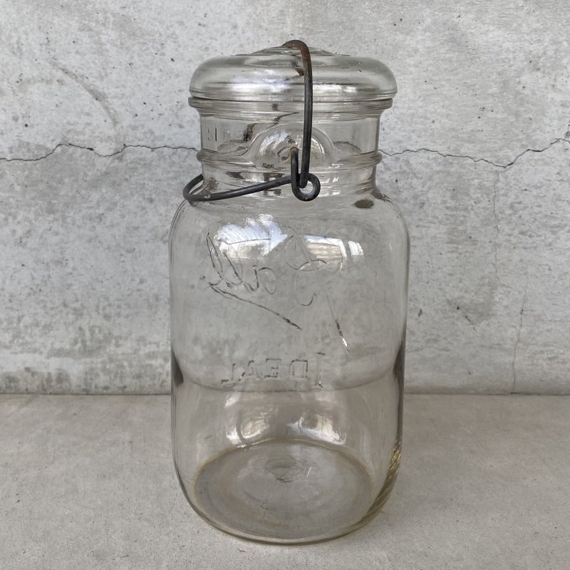 画像2: VINTAGE ANTIQUE BALL IDEAL JAR ヴィンテージ アンティーク ボール ジャー ガラス瓶 アメリカ / ワイヤー付き クリアー ディスプレイ ボトル 小物入れ 収納 店舗什器 (7)