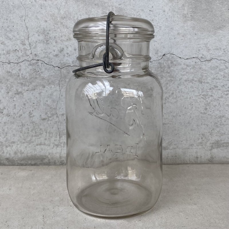 画像2: VINTAGE ANTIQUE BALL IDEAL JAR ヴィンテージ アンティーク ボール ジャー ガラス瓶 アメリカ / ワイヤー付き クリアー ディスプレイ ボトル 小物入れ 収納 店舗什器 (5)