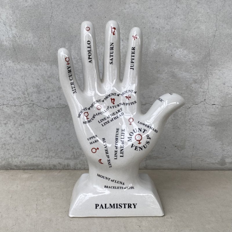 画像2: VINTAGE ANTIQUE PALMISTRY HAND ヴィンテージ アンティーク 手相占い ハンド 手 オブジェ / 陶器 ディスプレイ インテリア 置物 雑貨 店舗什器 アメリカ