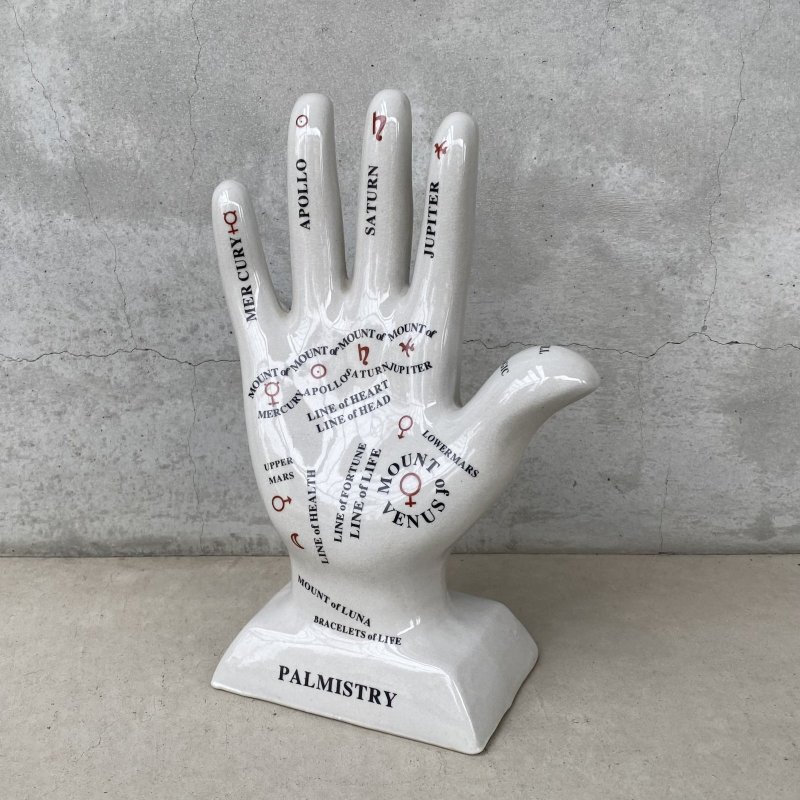 画像1: VINTAGE ANTIQUE PALMISTRY HAND ヴィンテージ アンティーク 手相占い ハンド 手 オブジェ / 陶器 ディスプレイ インテリア 置物 雑貨 店舗什器 アメリカ