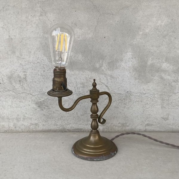 画像1: VINTAGE ANTIQUE DESKLAMP ヴィンテージ アンティーク デスクライト スタンドライト テーブルランプ 卓上ライト 照明 / インテリア ブラス 真鍮 店舗什器 アメリカ USA (1)