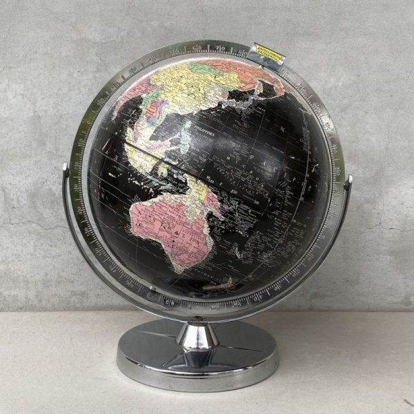 画像1: VINTAGE ANTIQUE REPLOGLE GLOBE BLACK OCEAN ヴィンテージ アンティーク 地球儀 ブラックオーシャン / コレクタブル 地図 インテリア 60' 黒色 店舗什器 アメリカ USA (1)