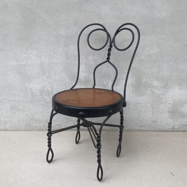 画像1: VINTAGE ANTIQUE KIDS CHAIR ヴィンテージ アンティーク 椅子 アイスクリームチェア パーラーチェア / キッズ 子供用 家具 インテリア アイアン 店舗什器 アメリカ USA (1)