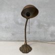 画像2: VINTAGE ANTIQUE DESKLAMP ヴィンテージ アンティーク デスクランプ スタンドライト 卓上ライト 照明 / グースネック アイアン リーフ 店舗什器 アメリカ (2)