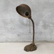 画像1: VINTAGE ANTIQUE DESKLAMP ヴィンテージ アンティーク デスクランプ スタンドライト 卓上ライト 照明 / グースネック アイアン リーフ 店舗什器 アメリカ (1)