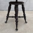 画像8: VINTAGE ANTIQUE PIANO CHAIR STOOL  ヴィンテージ アンティーク ピアノチェア スツール 椅子 / 回転いす ウッド 木製 家具 店舗什器 アメリカ (2) (8)