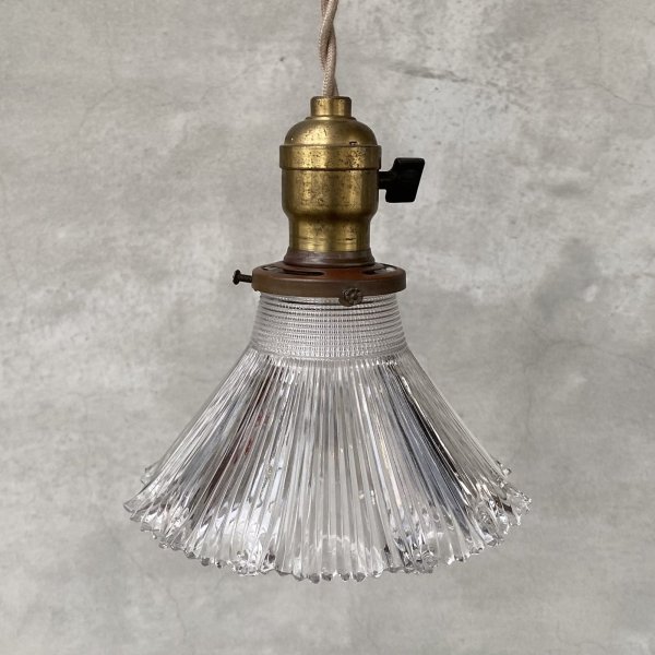 画像1: VINTAGE ANTIQUE LAMP ヴィンテージ アンティーク 吊り下げライト / ライト ペンダントライト ガラスシェード  スカート HUBBELL GE 天井照明 店舗什器 アメリカ (2) (1)