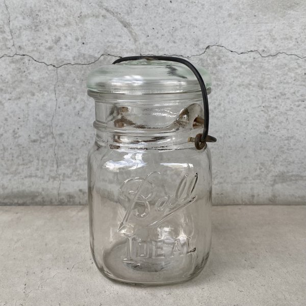 画像1: VINTAGE ANTIQUE BALL IDEAL JAR ヴィンテージ アンティーク ボール ジャー ガラス瓶 アメリカ / ワイヤー付き クリアー ディスプレイ ボトル 小物入れ 収納 店舗什器 (4) (1)