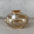 画像1: VINTAGE ANTIQUE PIGGY BANK OHIO OIL MARATHON ヴィンテージ アンティーク コインバンク 貯金箱 豚 ブタ / アドバタイジング コレクタブル オブジェ オハイオオイル 企業物 アンバー ガラス 置物 アメリカ (1) (1)