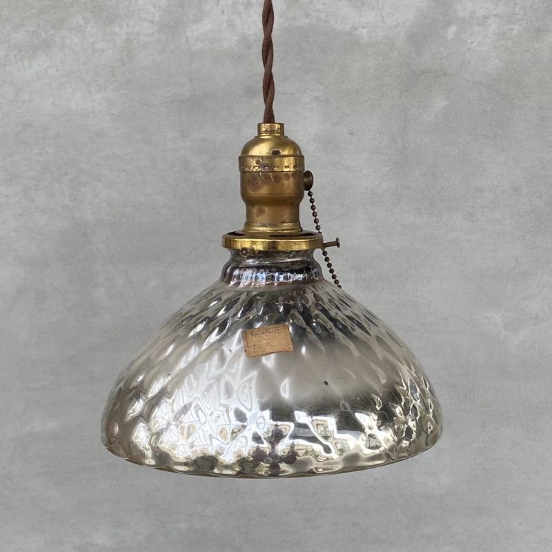 VINTAGE ANTIQUE MERCURY GLASS SHADE HUBBELL ヴィンテージ 