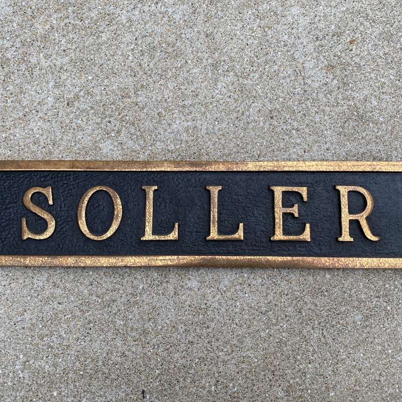 VINTAGE ANTIQUE SOLLER PLATE SIGN ヴィンテージ アンティーク プレート 看板 アメリカ / インダストリアル  インテリア 店舗什器 壁掛け USA - RUST LEATHER