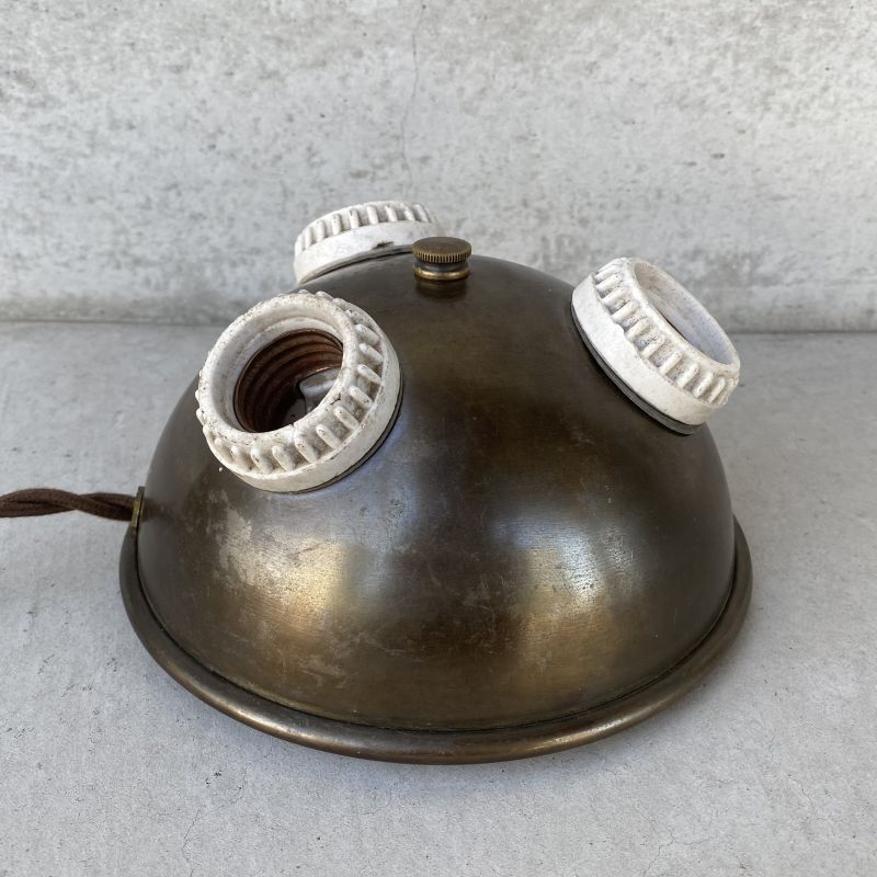 VINTAGE ANTIQUE LIGHT LAMP ヴィンテージ アンティーク 照明 ランプ ライト / コレクタブル インテリア クラスター 3灯  間接照明 ブラス 真鍮 アメリカ USA (2)